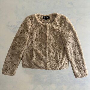 C+D+M Faux Fur Button Front Cream Sherpa Jacket